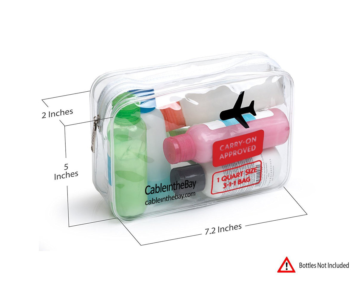 TSA Approved Toiletry Bag - 5 Pack Clear Toiletry Bags - Quart
