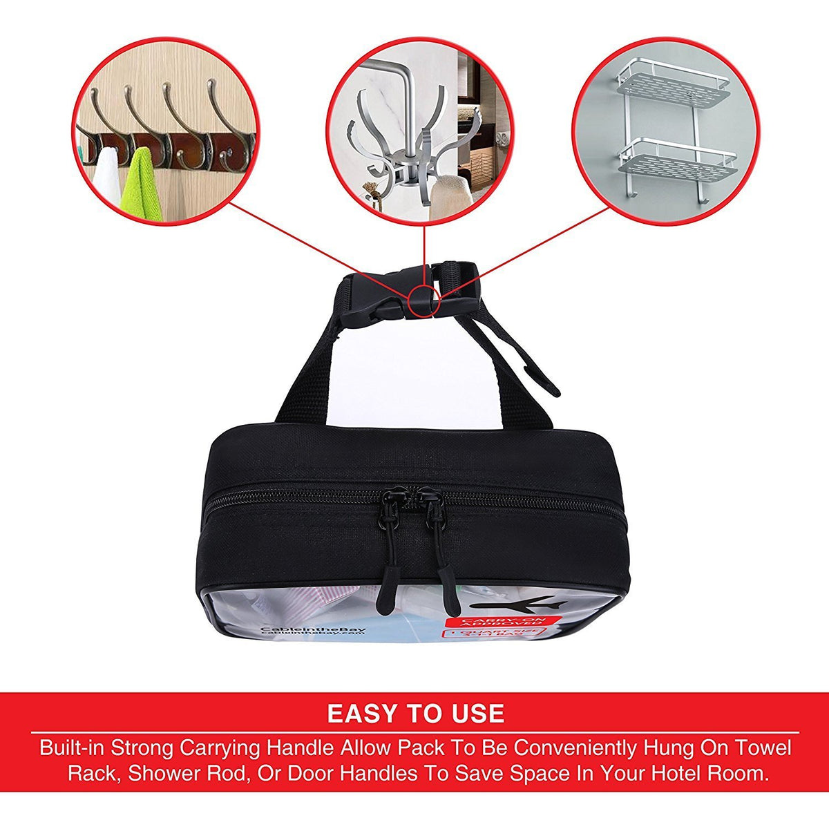 TSA Approved Clear Travel HangingToiletry Bag+ Carrying Handle